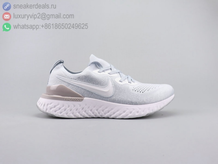 NIKE RISE REACT FLYKNIT FABRIC SILVER UNISEX RUNNING SHOES